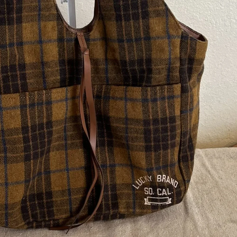 Lucky Brand Group Rhyn Hobo Topanga Tan Plaid Shoulder Bag - Picture 2 of 8